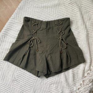 Entro Olive Green Linen Dress Shorts, Medium